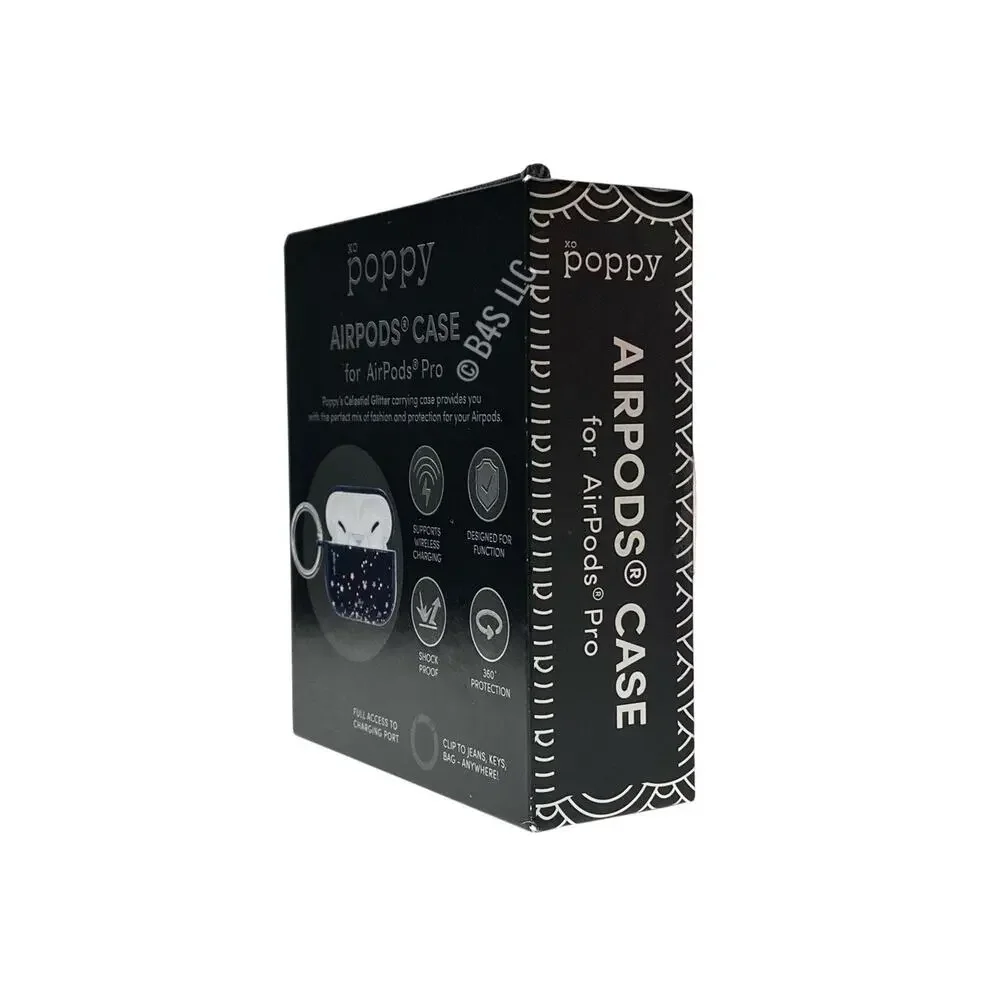 XO Poppy AirPods Pro Case Celestial Glitter Protective Cover Black